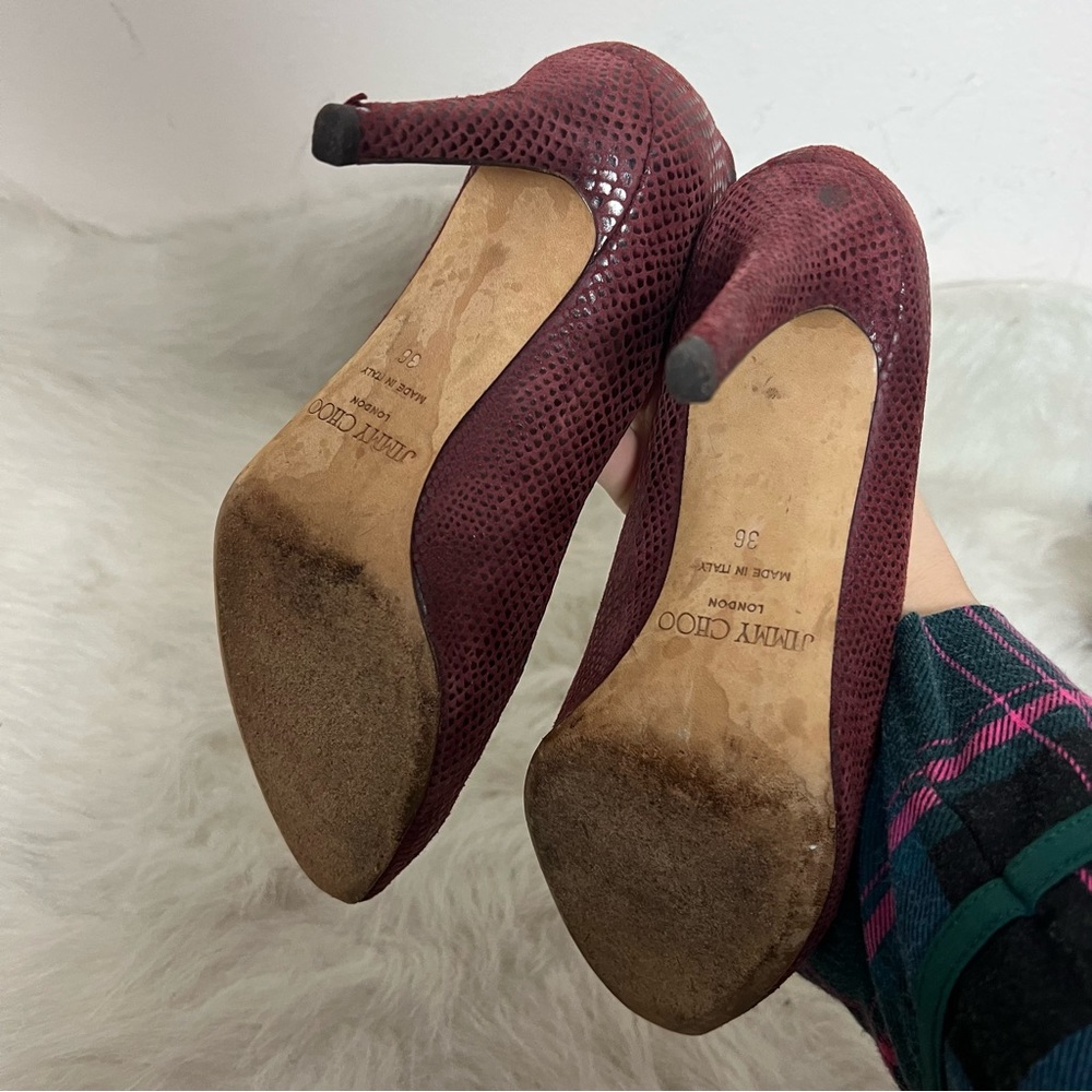 Jimmy Choo Gilbert Suede Pointed Round Toe Heels - Picture 5 of 7